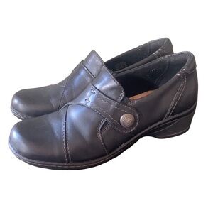 Earth Origin Grace Black Leather Loafers Size 10M